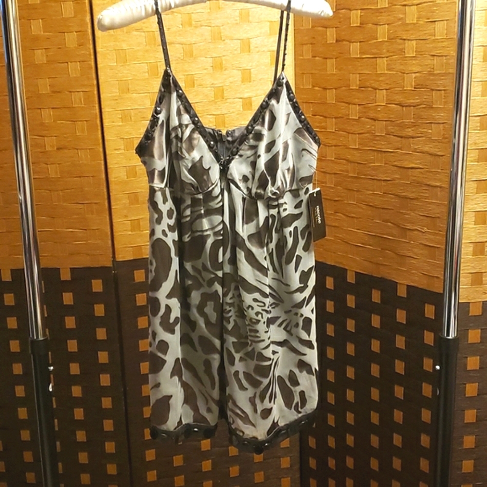 Vintage Nicole by Nicole Miller Animal Print Top/Dress w/ Beaded Detail NWT